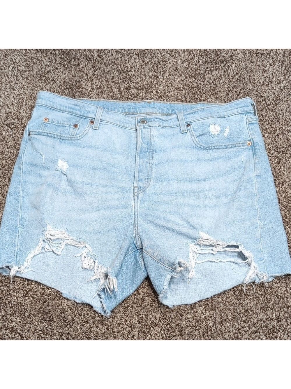 Levi's Light Blue Ripped Jean Shorts Women's Plus Size 18W